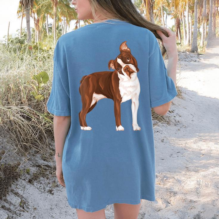 Red Boston Terrier Dog Women's Comfort Colors T-Shirt Back Print