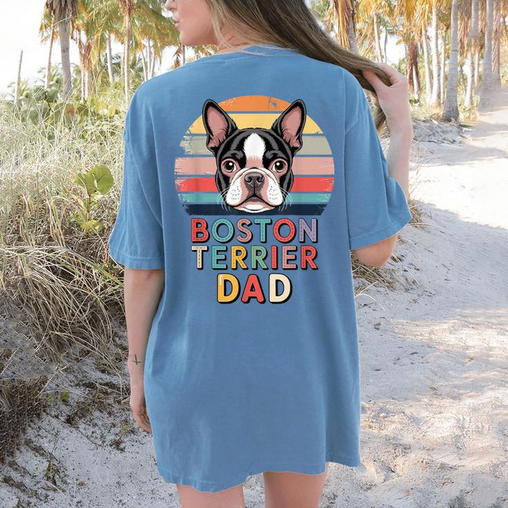 Retro Boston Terrier Dad Women's Comfort Colors T-Shirt Back Print