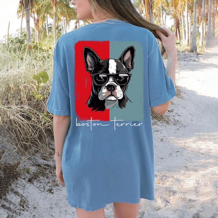Retro Boston Terrier Dog Lover Bostie Mom Dad Dog Owner Women's Comfort Colors T-Shirt Back Print