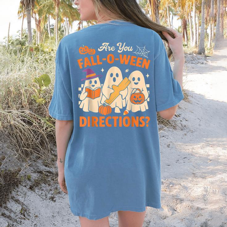 Retro Are You Fall O Ween Directions Ghost Teacher Spooky Women's Comfort Colors T-Shirt Back Print