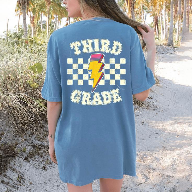 Retro Third Grade Teacher Lightning Bolt Pencil Teacher Kids Women's Comfort Colors T-Shirt Back Print