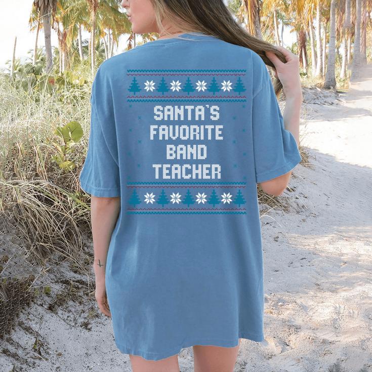 Santas Favorite Band Teacher Christmas Women's Comfort Colors T-Shirt Back Print