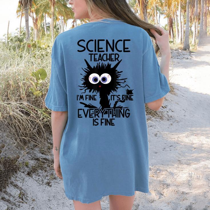Science Teacher Appreciation Merch -Adults -Youth Grey Classic Fit Modern Science Theme Cartoon Women's Comfort Colors T-Shirt Back Print