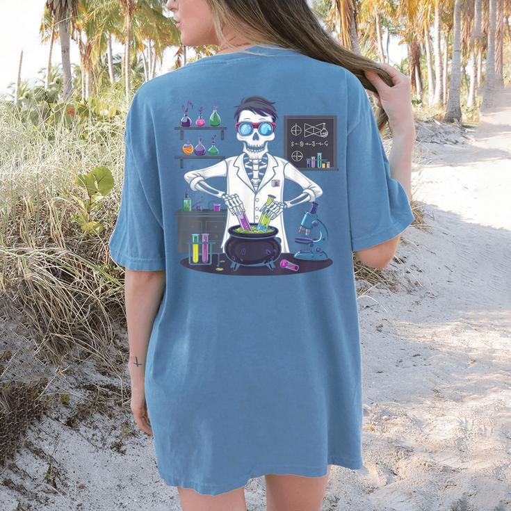 Science Teacher Halloween Skeleton Scientist Chemistry Women's Comfort Colors T-Shirt Back Print Science Teacher Halloween Skeleton Scientist Chemistry Women's Comfort Colors T-Shirt Back Print
