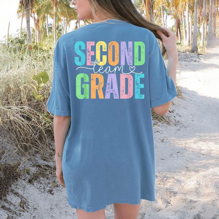 Second Grade Team Heart Teacher Student Back To School Girls Women's Comfort Colors T-Shirt Back Print Second Grade Team Heart Teacher Student Back To School Girls Women's Comfort Colors T-Shirt Back Print