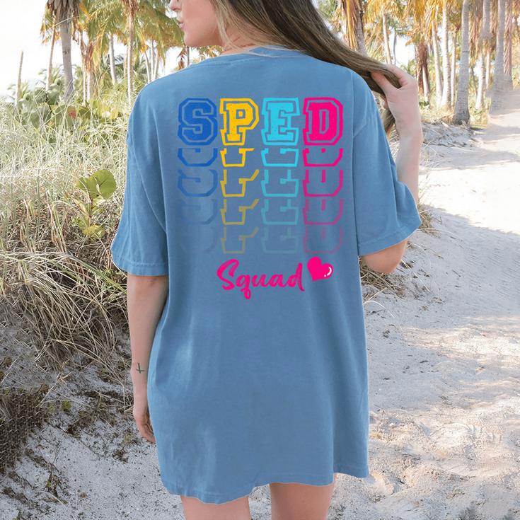 SPED Squad Proud Special Education Para Teacher Colorful Women's Comfort Colors T-Shirt Back Print