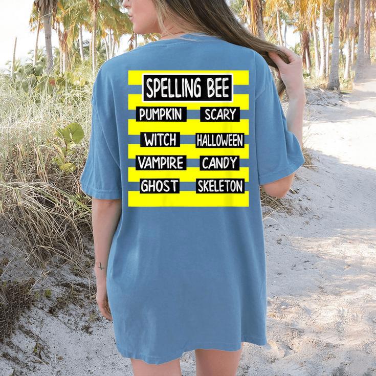Spelling Bee Pun Halloween Costume For Teachers Women's Comfort Colors T-Shirt Back Print