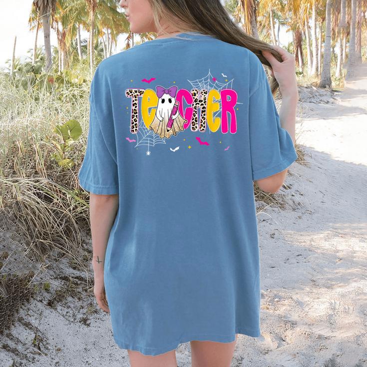 Spooky Halloween Teacher Para Counselor SPED Preppy Boo Kids Women's Comfort Colors T-Shirt Back Print Spooky Halloween Teacher Para Counselor SPED Preppy Boo Kids Women's Comfort Colors T-Shirt Back Print