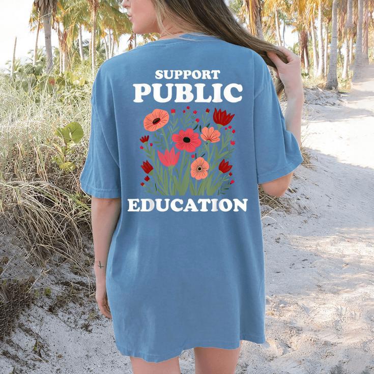 Support Public Education Cute Floral Teacher Red For Ed Women's Comfort Colors T-Shirt Back Print Support Public Education Cute Floral Teacher Red For Ed Women's Comfort Colors T-Shirt Back Print