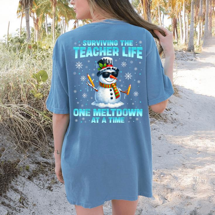 Surviving The Teacher Life Pjs Pajamas Christmas Xmas Teache Women's Comfort Colors T-Shirt Back Print Surviving The Teacher Life Pjs Pajamas Christmas Xmas Teache Women's Comfort Colors T-Shirt Back Print