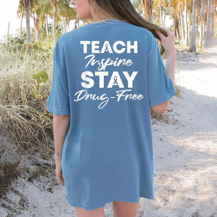 Teach Inspire Stay Drug-Free Red Ribbon Week Teacher Kids Women's Comfort Colors T-Shirt Back Print