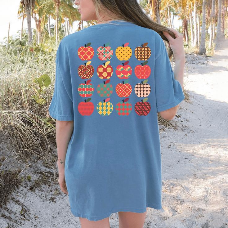Teacher Apple Back To School Art For School Supplies Women's Comfort Colors T-Shirt Back Print Teacher Apple Back To School Art For School Supplies Women's Comfort Colors T-Shirt Back Print
