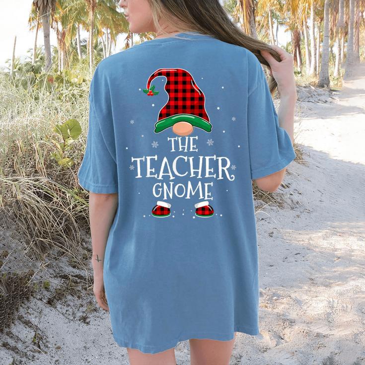 Teacher Gnome Xmas Family Matching Plaid Christmas Gnomes Women's Comfort Colors T-Shirt Back Print Teacher Gnome Xmas Family Matching Plaid Christmas Gnomes Women's Comfort Colors T-Shirt Back Print