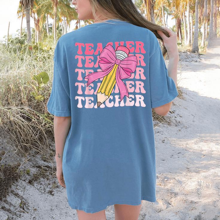 Teacher Pencil Back To School Groovy Pink Teacher First Day Women's Comfort Colors T-Shirt Back Print Teacher Pencil Back To School Groovy Pink Teacher First Day Women's Comfort Colors T-Shirt Back Print