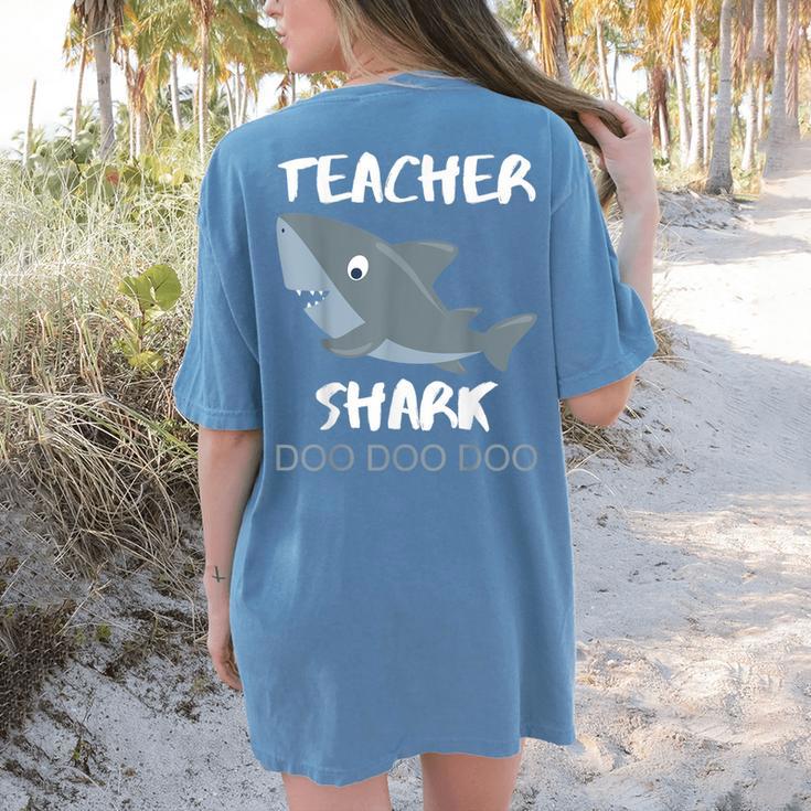 Teacher Shark Shirt Christmas Idea For Him Her Women's Comfort Colors T-Shirt Back Print Teacher Shark Shirt Christmas Idea For Him Her Women's Comfort Colors T-Shirt Back Print