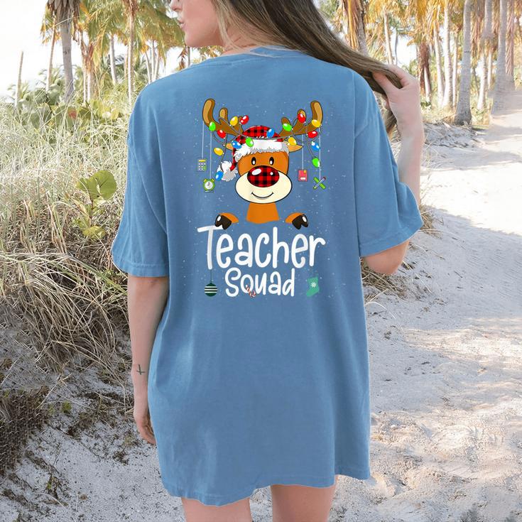 Teacher Squad Red Plaid Rudolph Reindeer Christmas Women's Comfort Colors T-Shirt Back Print Teacher Squad Red Plaid Rudolph Reindeer Christmas Women's Comfort Colors T-Shirt Back Print
