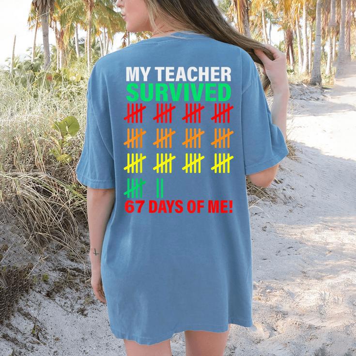 My Teacher Survived 67 Days Of Me School Kids Costume Women's Comfort Colors T-Shirt Back Print My Teacher Survived 67 Days Of Me School Kids Costume Women's Comfort Colors T-Shirt Back Print