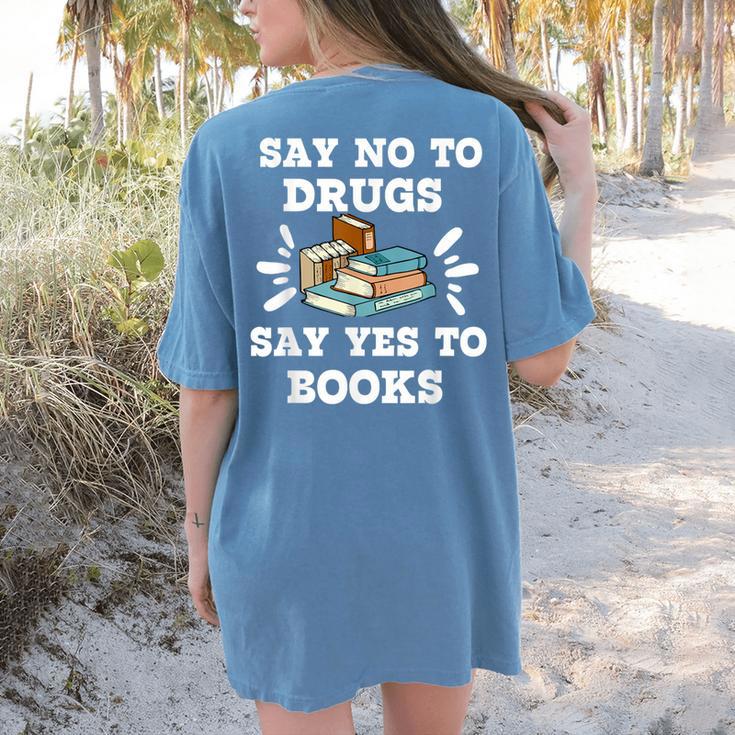 Teachers Red Ribbon Week Say No To Drugs Say Yes To Books Women's Comfort Colors T-Shirt Back Print