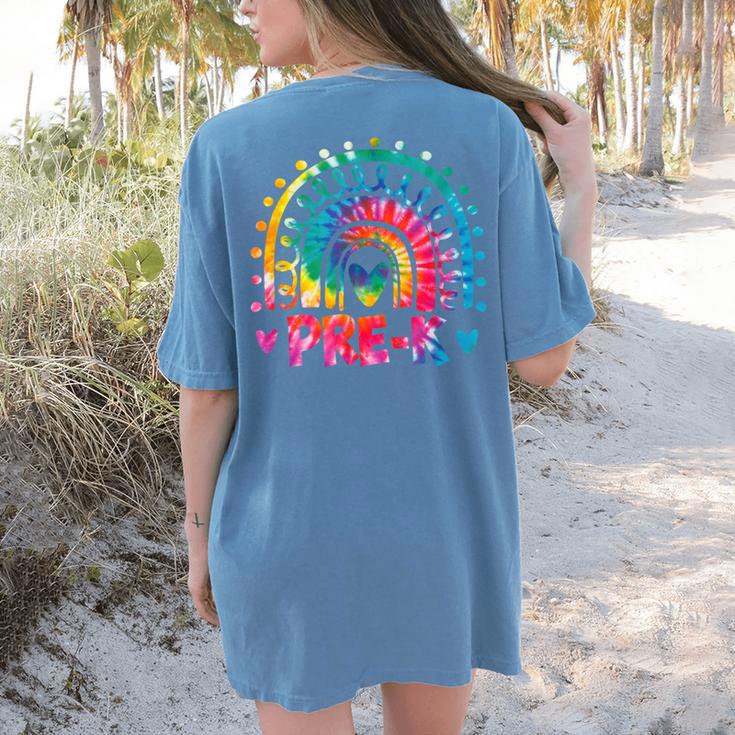 Tie Dye Prek Teacher Rainbow Preschool Back To School Girl Women's Comfort Colors T-Shirt Back Print Tie Dye Prek Teacher Rainbow Preschool Back To School Girl Women's Comfort Colors T-Shirt Back Print