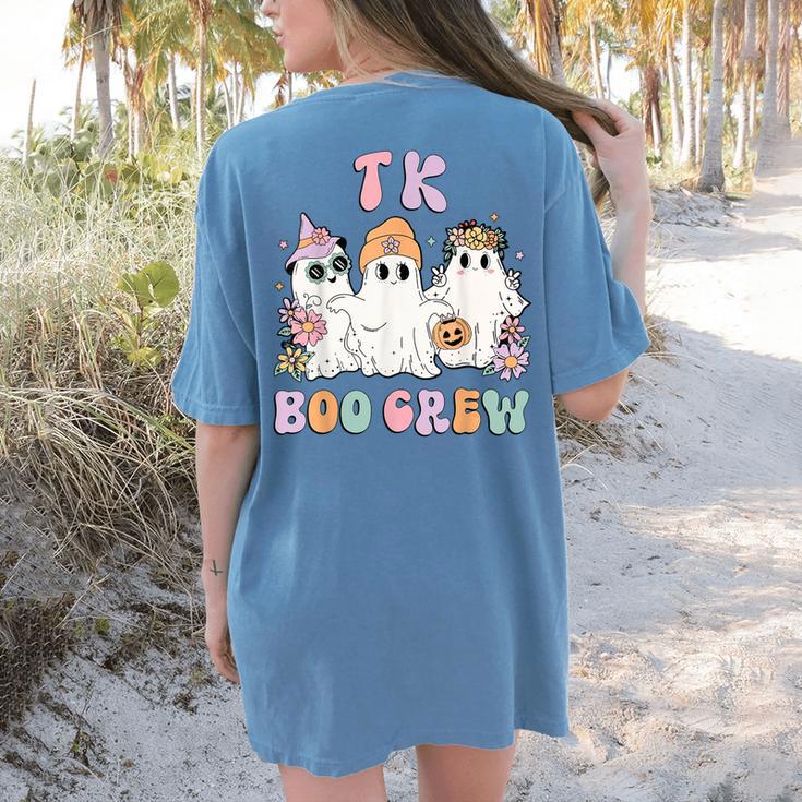 TK Boo Crew Retro Groovy Halloween Floral Ghost TK Teacher Women's Comfort Colors T-Shirt Back Print