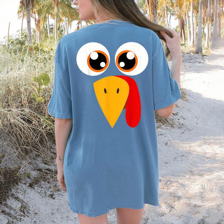 Turkey Face Halloween Costume Thanksgiving Teacher Nurse Women's Comfort Colors T-Shirt Back Print Turkey Face Halloween Costume Thanksgiving Teacher Nurse Women's Comfort Colors T-Shirt Back Print