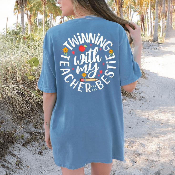 Twin Day For Spirit Week Teacher Bestie Matching Women's Comfort Colors T-Shirt Back Print Twin Day For Spirit Week Teacher Bestie Matching Women's Comfort Colors T-Shirt Back Print