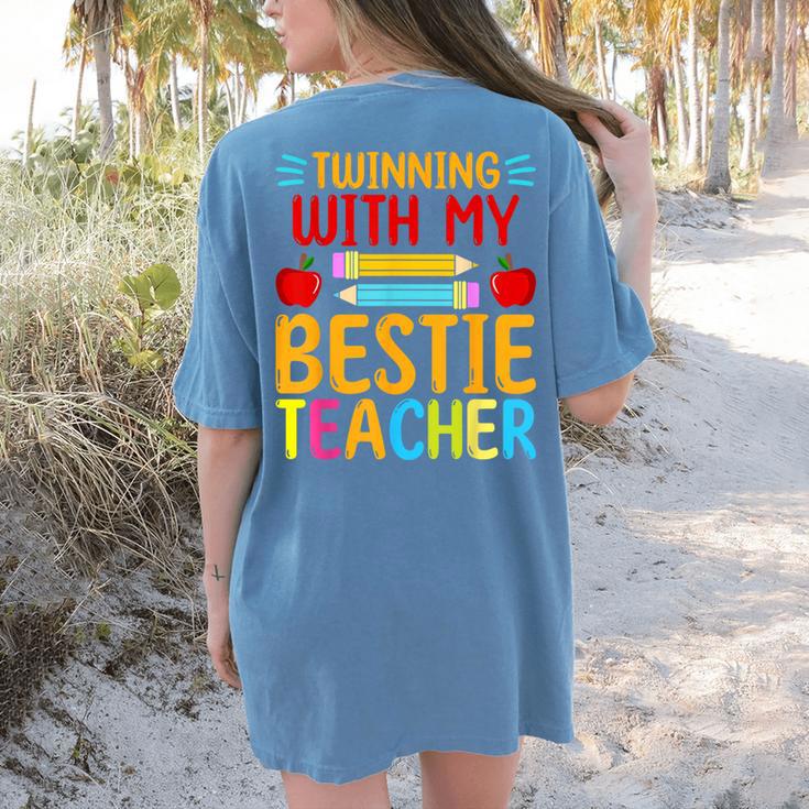 Twinning With My Bestie Teacher Boy Spirit Week Twin Day Women's Comfort Colors T-Shirt Back Print Twinning With My Bestie Teacher Boy Spirit Week Twin Day Women's Comfort Colors T-Shirt Back Print