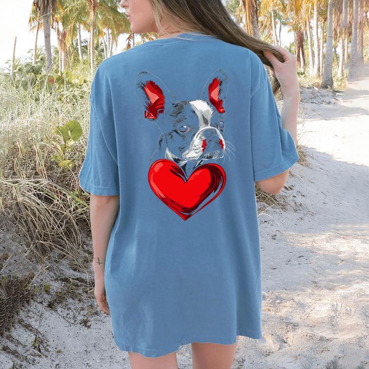 Valentine's Day Boston Terrier Dog Vector Women's Comfort Colors T-Shirt Back Print