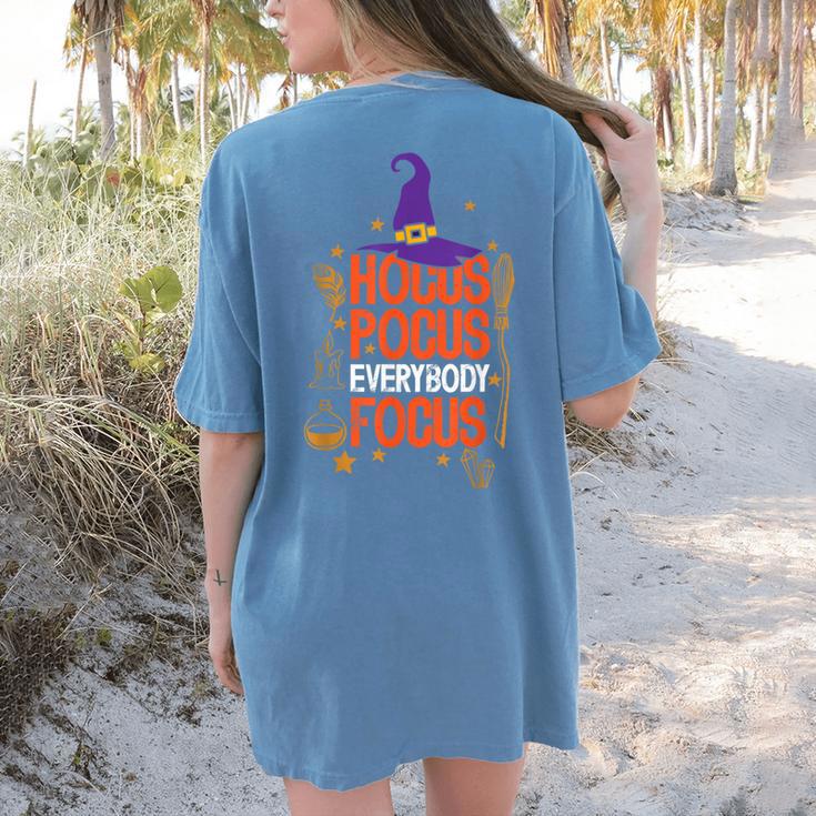 Witchy Halloween Hocus Pocus Everybody Focus Teacher Pumpkin Women's Comfort Colors T-Shirt Back Print Witchy Halloween Hocus Pocus Everybody Focus Teacher Pumpkin Women's Comfort Colors T-Shirt Back Print