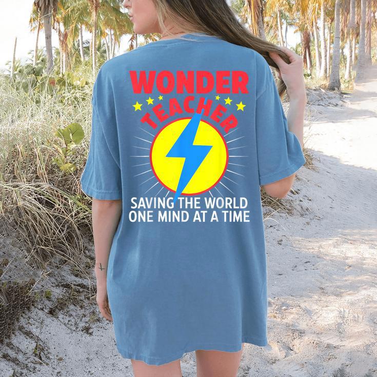 Wonder Teacher Costume Shirt Teacher Halloween Costume Men Women Women's Comfort Colors T-Shirt Back Print