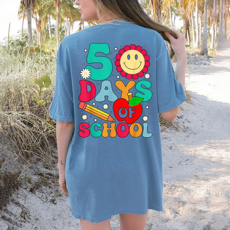 50 Days Of School Teacher Happy 50th Day Of School Kids Women's Comfort Colors T-Shirt Back Print