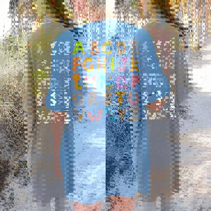 ABC Animals Alphabet Graphic Boys Girls Kindergarten Teacher Women&#x27;s Comfort Colors T-Shirt Back Print