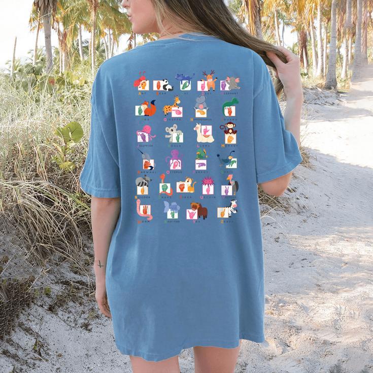 American Sign Language For Teachers ASL Alphabet Women's Comfort Colors T-Shirt Back Print