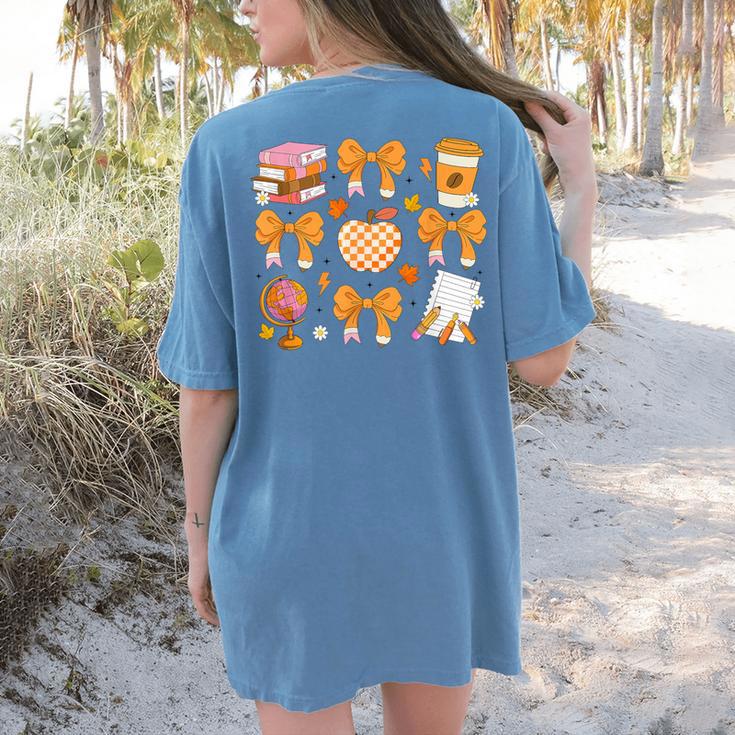 Coquette Bow Teacher Thanksgiving Fall Autumn Girls Women Women's Comfort Colors T-Shirt Back Print