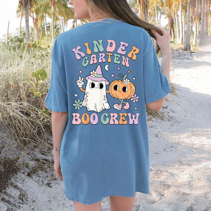 Kindergarten Boo Crew Halloween Floral Ghost Kinder Teacher Women's Comfort Colors T-Shirt Back Print