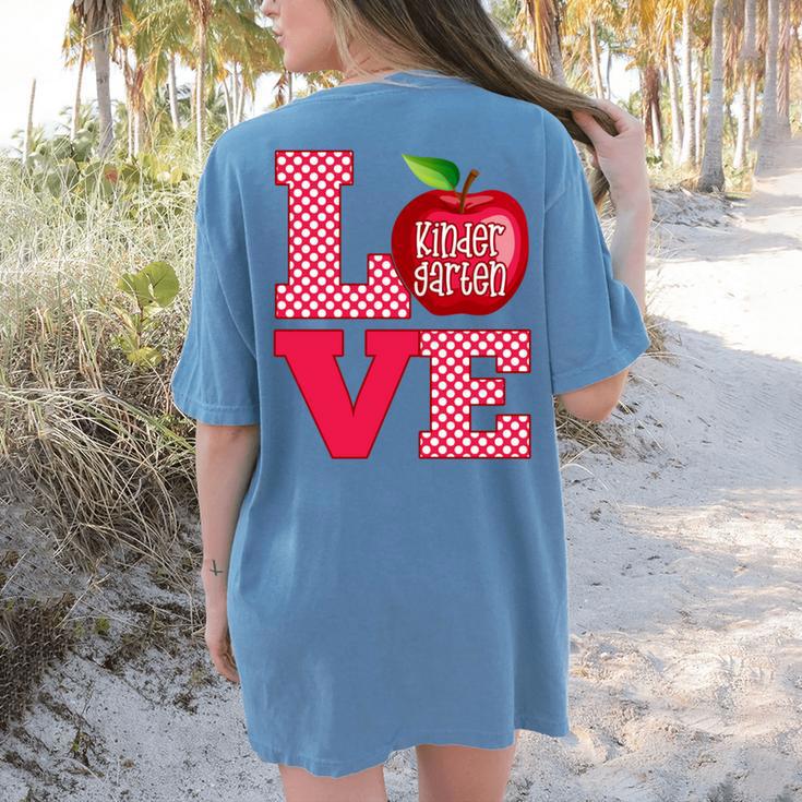 Love Kindergarten Cute Apple School Teacher Women's Comfort Colors T-Shirt Back Print