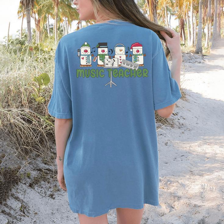 Music Teacher Christmas Holiday Wnter Music Instructor Women's Comfort Colors T-Shirt Back Print