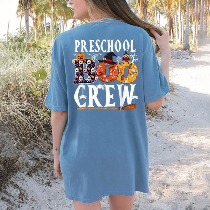 Preschool Boo Crew Teacher Halloween Women's Comfort Colors T-Shirt Back Print