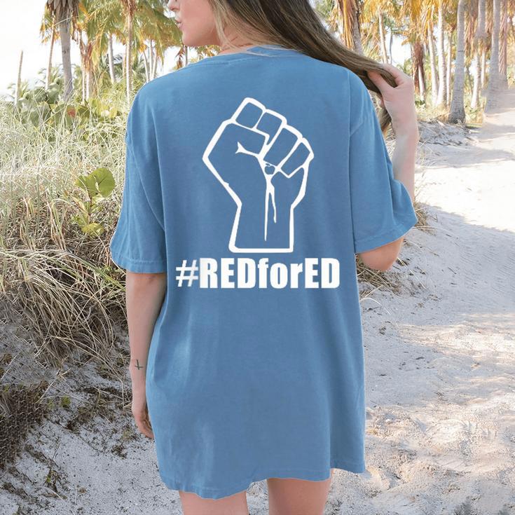 Red For Ed Teacher Fist North Carolina RedforEd Shirts Women's Comfort Colors T-Shirt Back Print