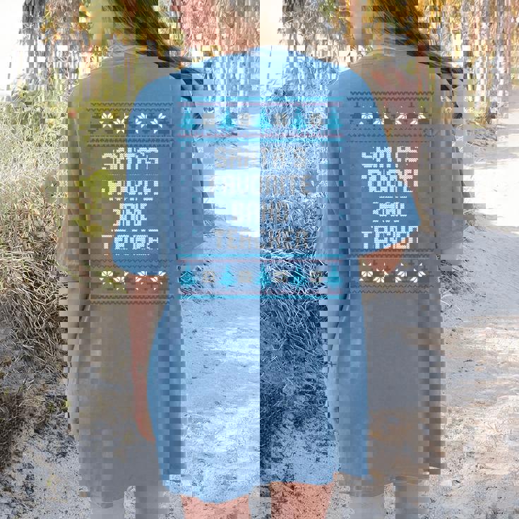 Santas Favorite Band Teacher Christmas Women&#x27;s Comfort Colors T-Shirt Back Print