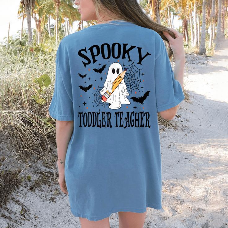 Spooky Toddler Teacher Halloween School Women's Comfort Colors T-Shirt Back Print