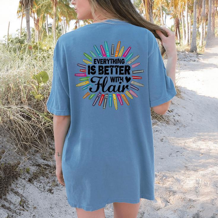Teacher Flair Pen Art Lover School Supplies Women's Comfort Colors T-Shirt Back Print