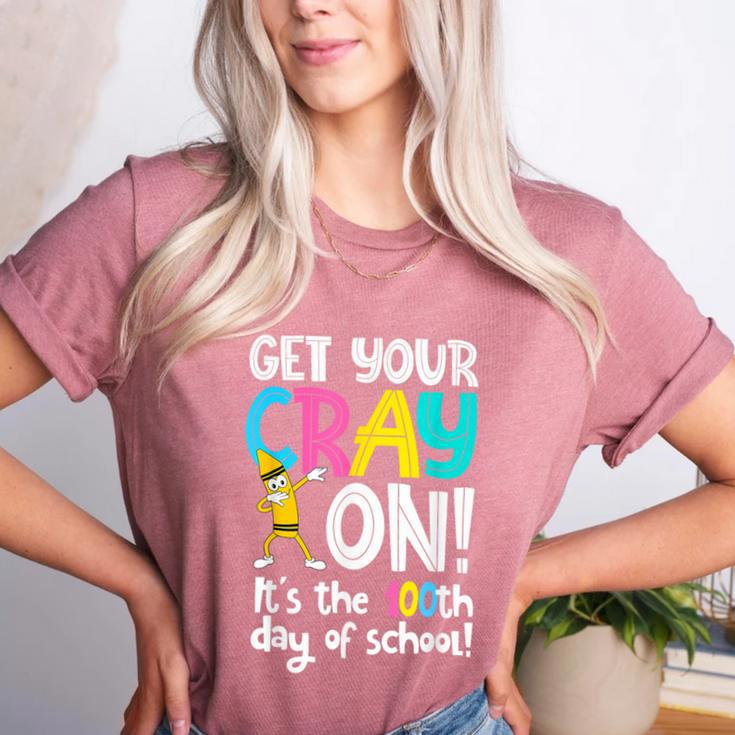 100th Day Of School Get Your Cray On Teacher Women's Heather T-Shirt
