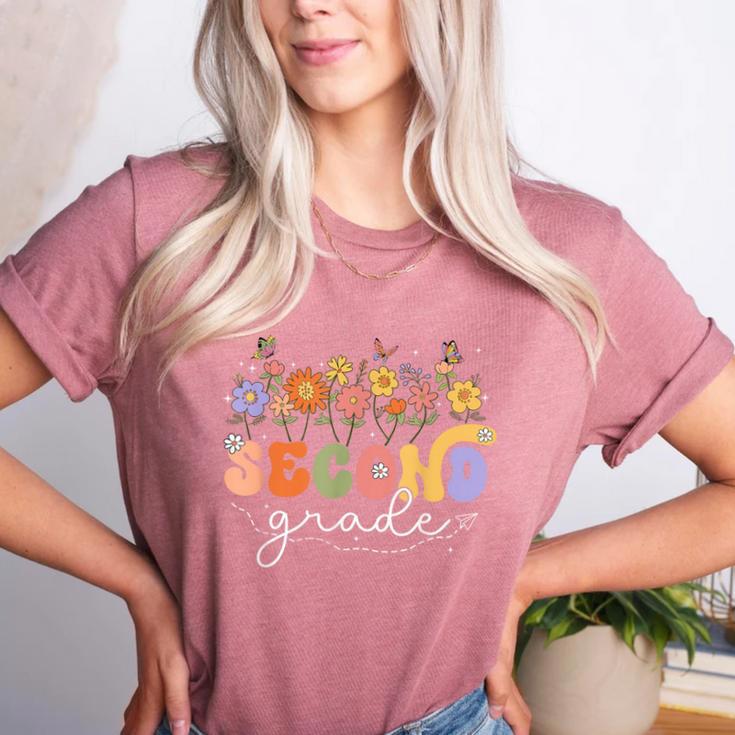 2nd Second Grade Teacher Wildflower Back To School Floral Women's Heather T-Shirt