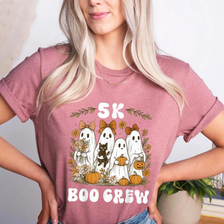 5K Boo Crew Halloween Teacher K5 Floral Ghost Trick Or Teach Women's Heather T-Shirt