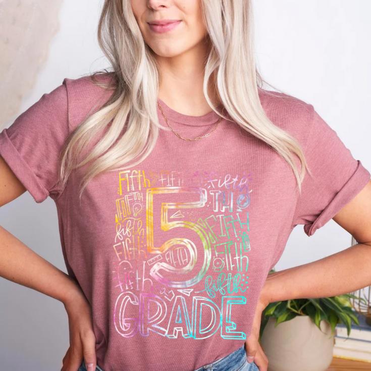 5th Grade Typography Team Fifth Grade Teacher Back To School Women's Heather T-Shirt