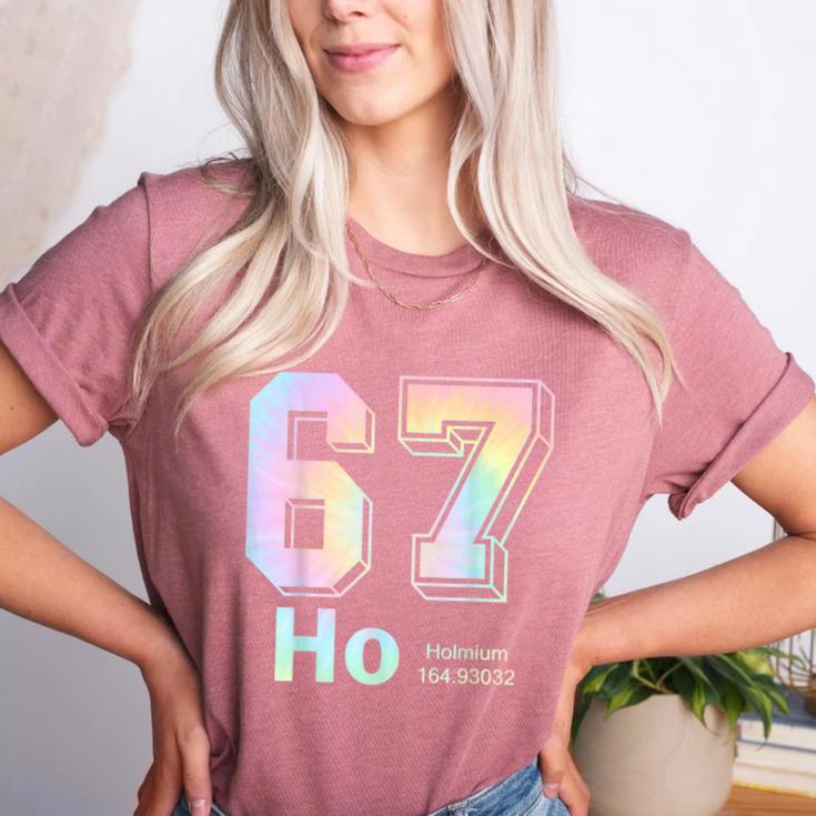67 Ho Holmium Science Teacher Elements Table Six Seven Meme Women's Heather T-Shirt