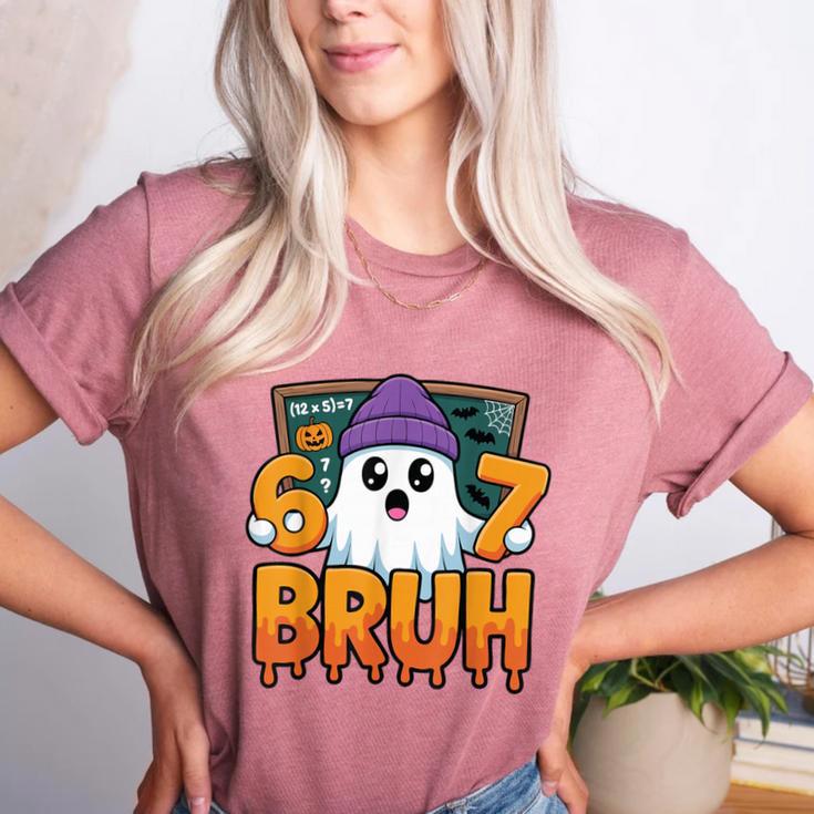 67 Teacher Ghost Six Seven Meme Math Equation Bruh Halloween Women's Heather T-Shirt