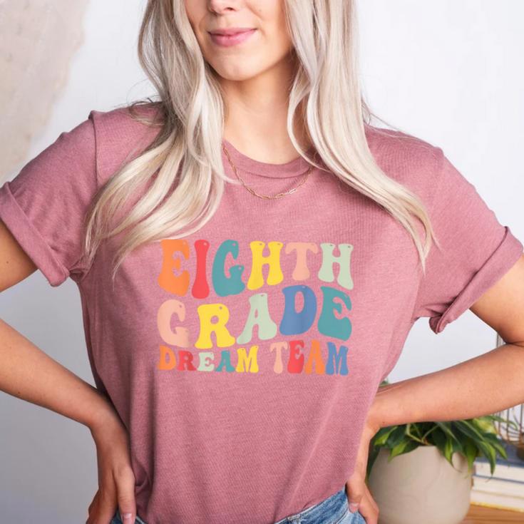 8th Grade Dream Team Teachers Boys Kids Retro Back To School Women's Heather T-Shirt