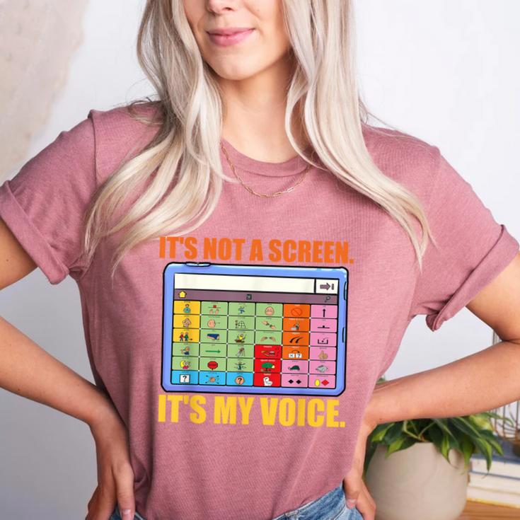 AAC Awareness AAC Teacher It's Not A Screen It's My Voice Men Women Women's Heather T-Shirt